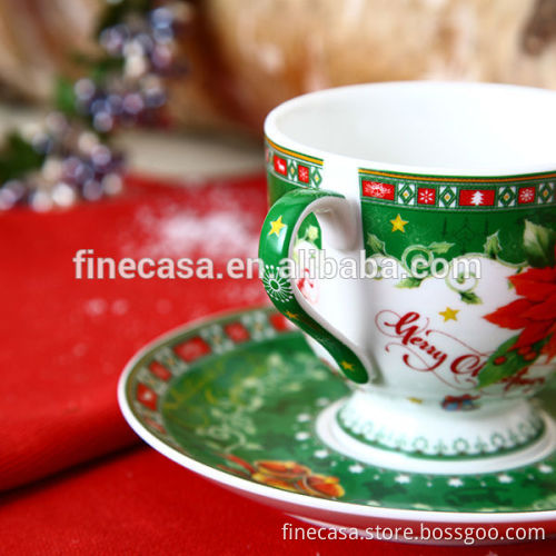 210CC New Bone China Christmas Tea Cup and Saucer Set